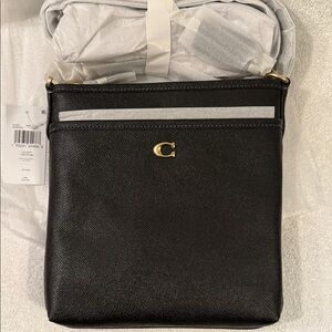 Coach Womens Crossgrain Leather Kitt Messenger Bag - Black